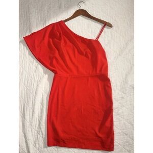 TCEC Vibrant Red One-Shoulder Dress